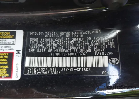 2011 Toyota Camry Se from USA, damaged, VIN 4T1BF3EK6BU163763